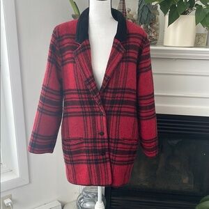 Vintage Plaid Red and Black Women's Jacket